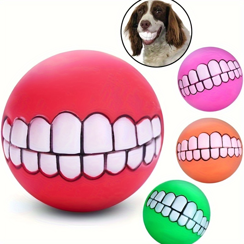 

Dog Squeaky Chew Toy For Small Breeds - Rubber Teeth Pattern Ball, Interactive Puppy Training Play - No Battery, Assorted Colors, 1 Pack