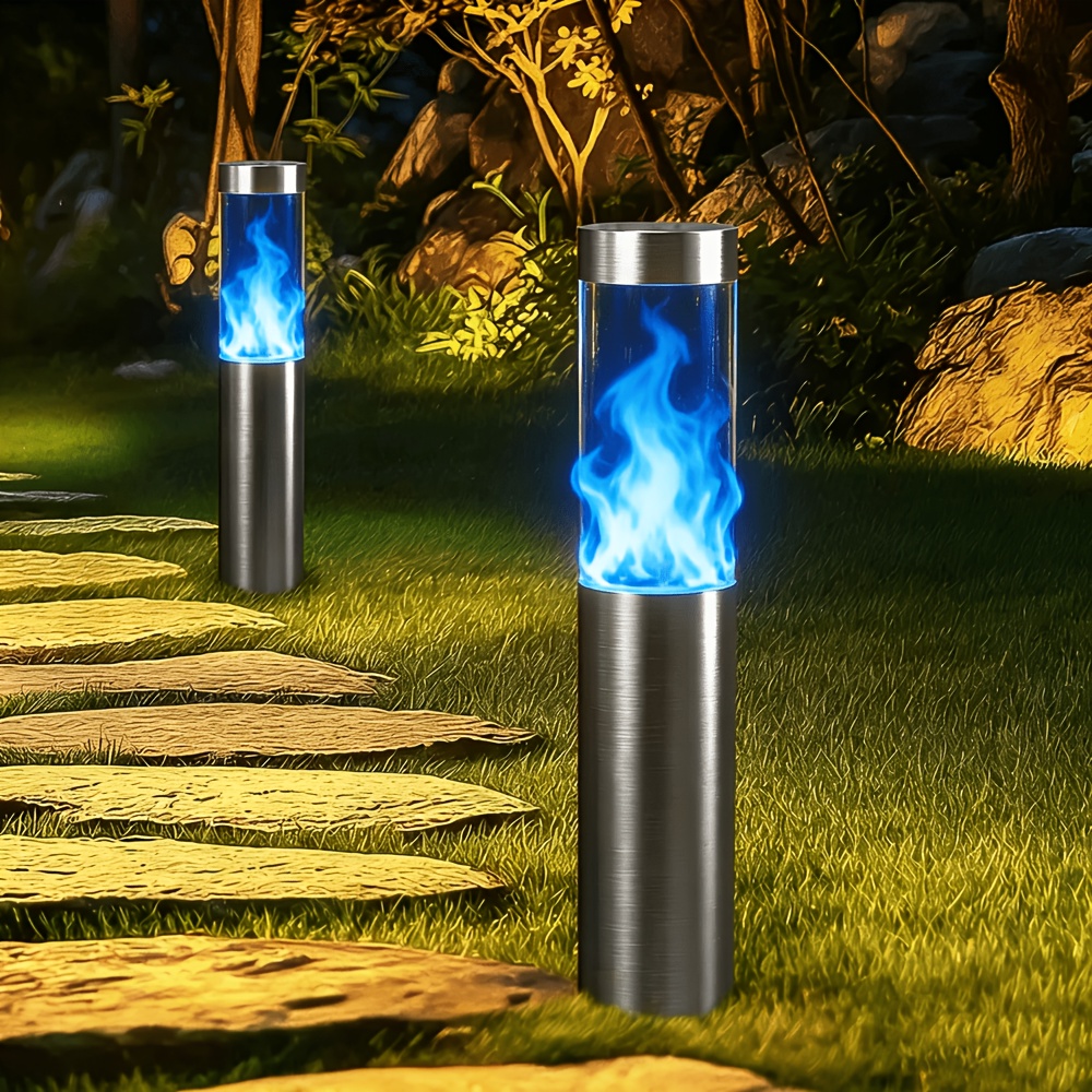 Lampe solaire ronde bleu LED pour extérieur, éclairage décoratif solaire de jardin, luminaire paysager et torche pour cour, jardin, allée, trottoir, décoration de vacances