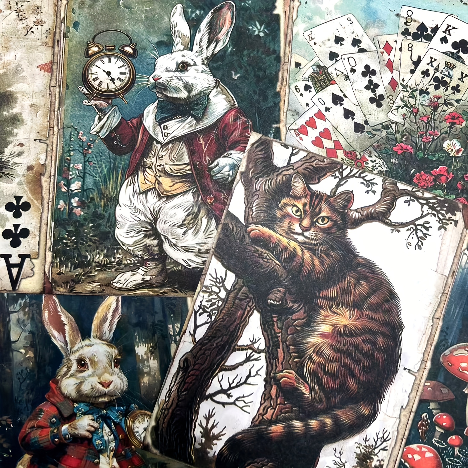 TEMU Vigus 16-sheet Mysterious Girl Animal Description Junk Journal Diary A5 Size Craft Paper