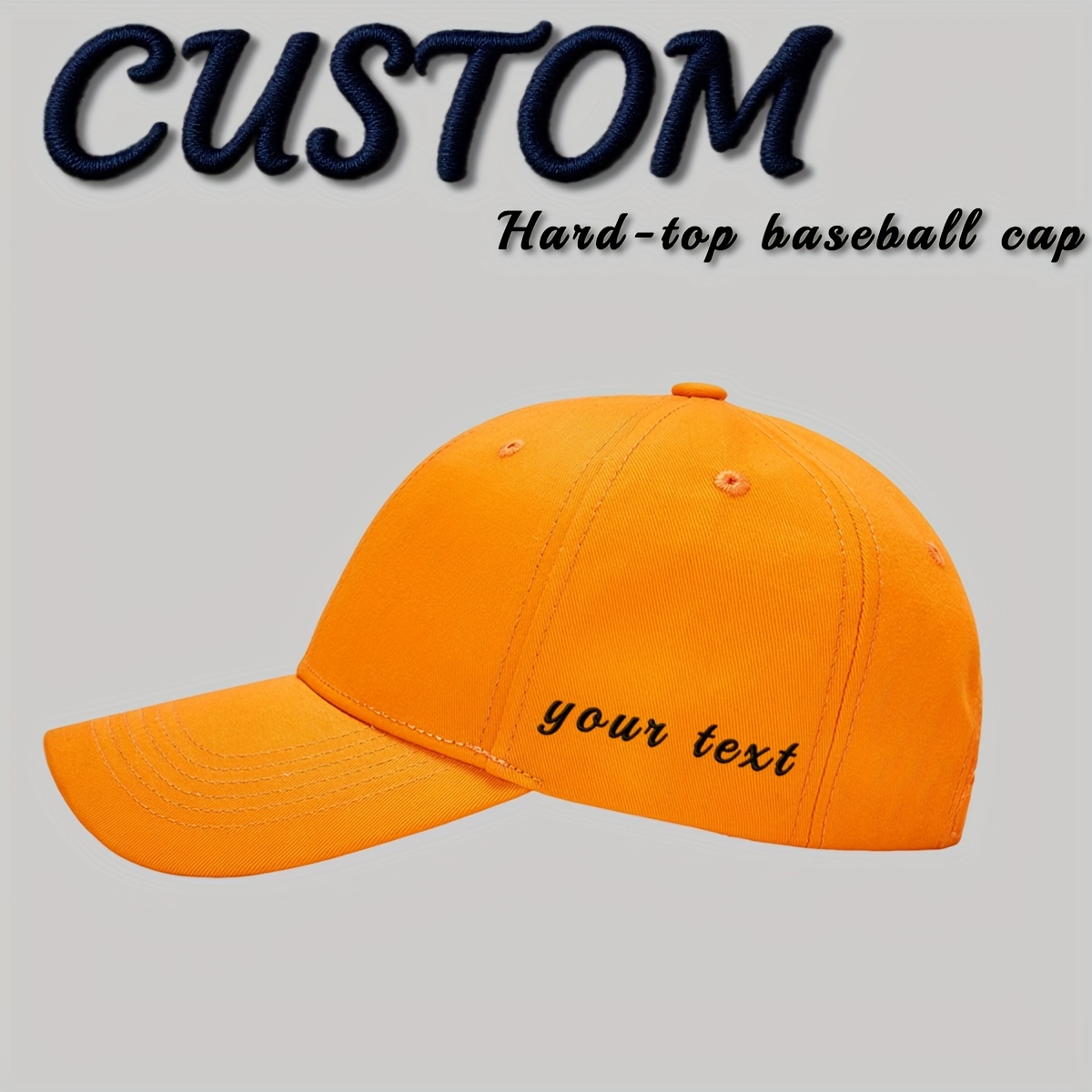 Custom Baseball Cap, Personalized Text Adjustable Hat