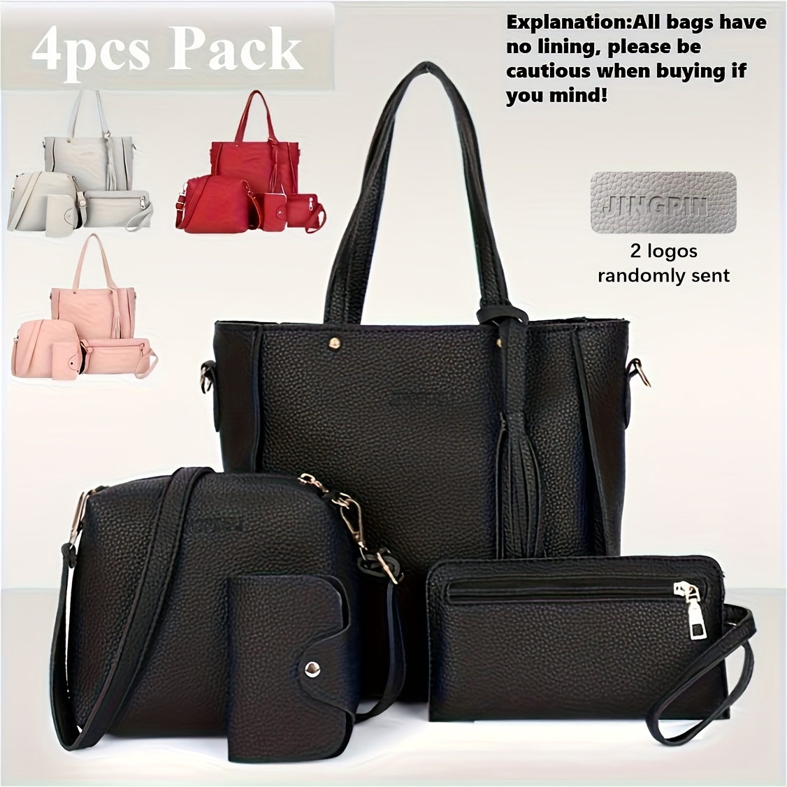 Juego de Bolsos Minimalistas para Mujer, Conjunto de 4 Piezas Estilo Sencillo, Bandolera Moderna para Embarazadas, Bolso Ligero de Hombro y Clutch Compacto, Ideal para Compras y Llevar