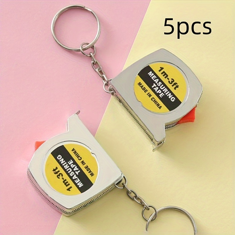Image of 5-pack Mini Tape Measure Keychains - Abs Material, 1.5-inch Functional Measuring Tape With Stable Slide Lock, No Laser Function, Ideal For Party Favors, Goody Bag Fillers, And Prizes