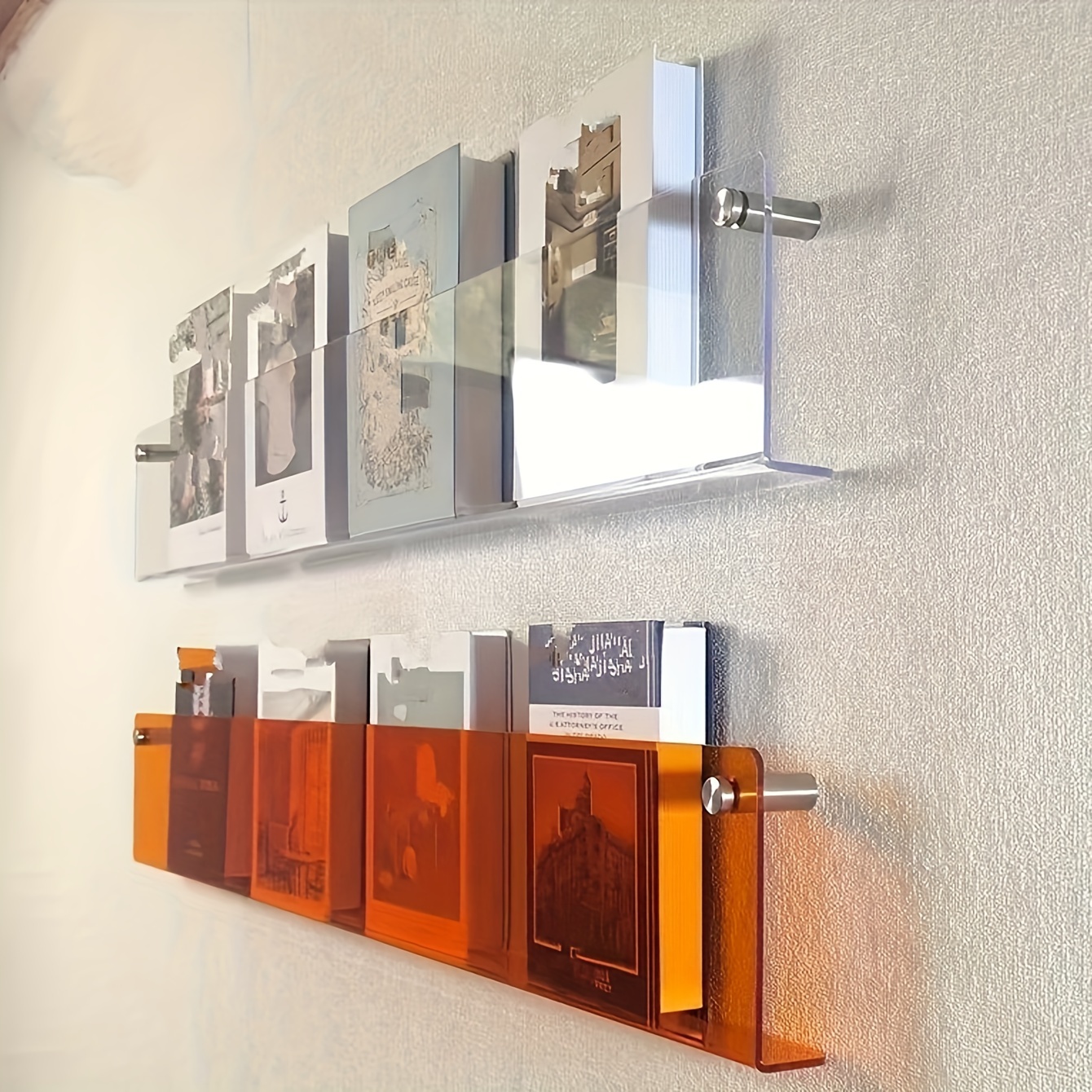 

1pc Chic Acrylic Wall-mounted Magazine Holder - Space-saving, Display For Decor