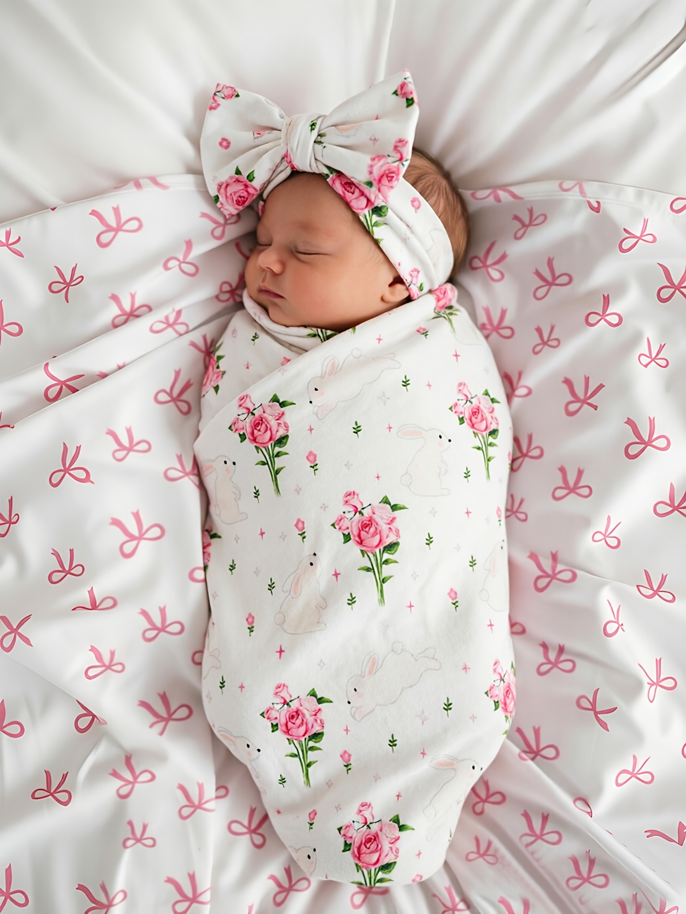 Newborn Knitted Photography Blanket Set with Headband