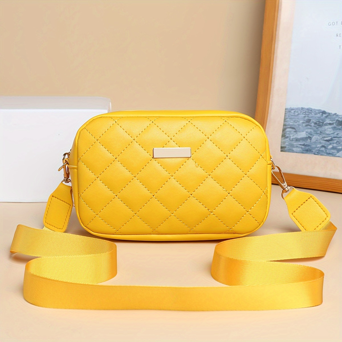 Image of New Stylish Embroidered Diamond-patterned Women's Shoulder Bag, Trendy Crossbody Small Square Bag For Mobile Phones