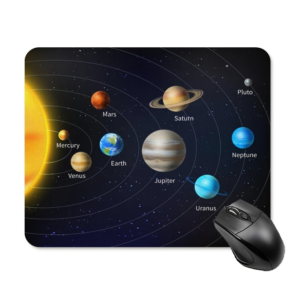 E-shop Ein Mauspad im Casual-Stil, um das Sonnensystem kennenzulernen, aus Gummi, geeignet für Bürocomputern und Laptops - Sonnensystem-Design, Maße