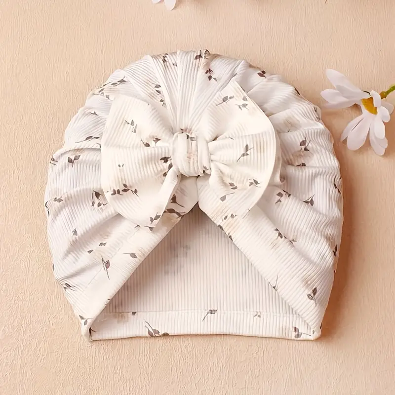 elastic ribbed floral children's cap bow tie breathable Temu Denmark