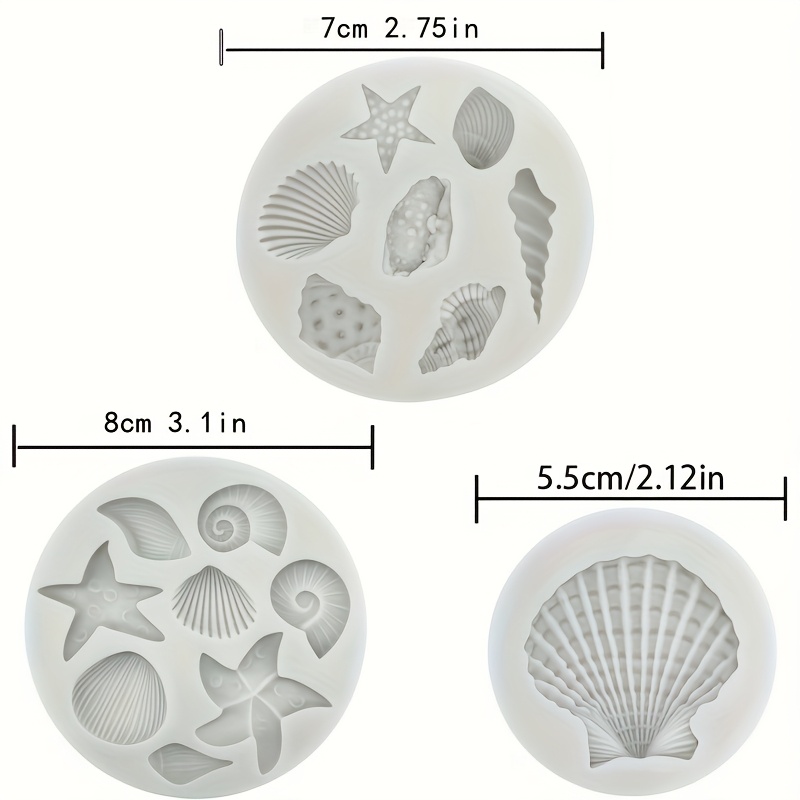 3pcs Set Of Ocean Shell, Fish Tail, Coral, Seahorse Shaped Soft Clay Candle Plaster Silicone Molds