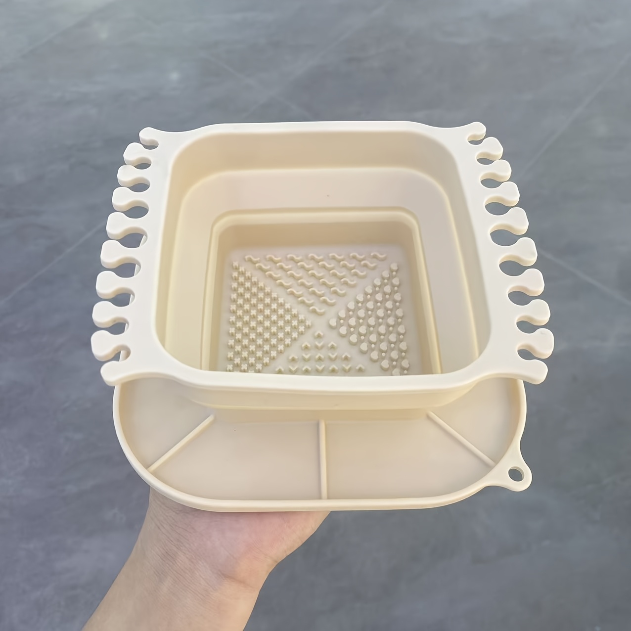 TEMU plegable de silicona para lavar pinceles, cuenco de enjuague con agua para pinceles de con múltiples ranuras, de limpieza para fregado profundo