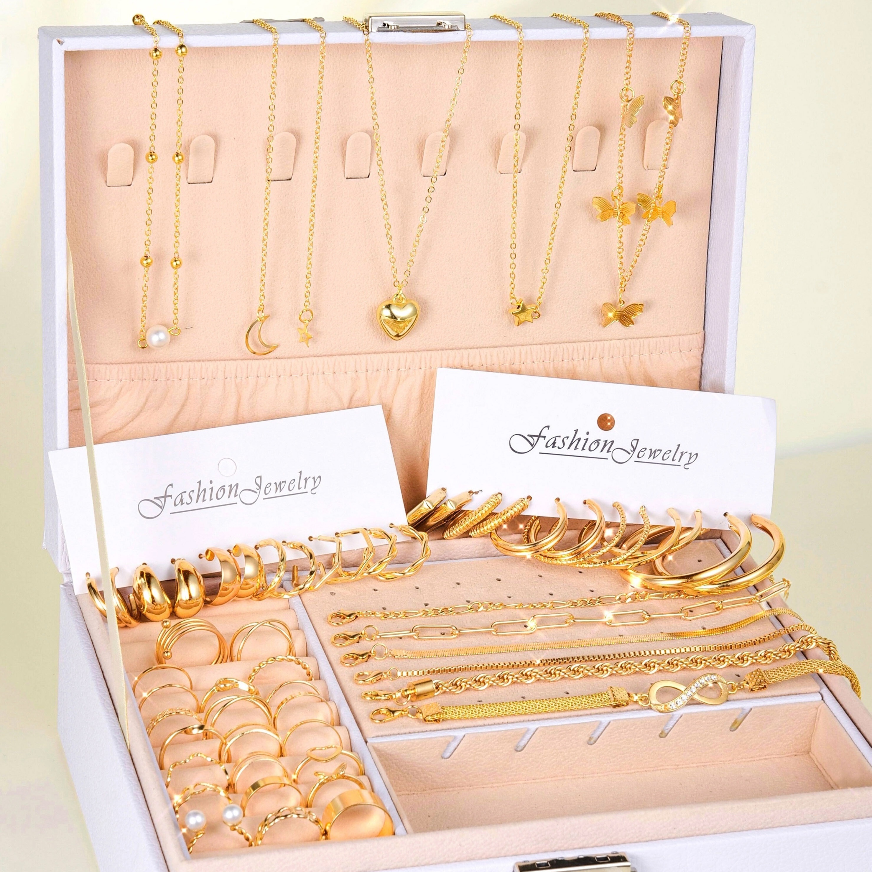 

57pcs/set Necklaces + Earrings + Rings + Bracelets + Anklets Chic Jewelry Set Multi Styles For U To Mix And Match Casual Jewelry For Daily Routine ( No Box )