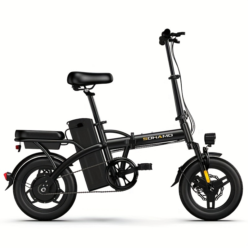 Mini Electric Bike 400W Brushless Motor 36V 10/15Ah Battery Dual DiscBrakes Electric Bike For Adults With Foldable EBike 14" With 3 Lights A1