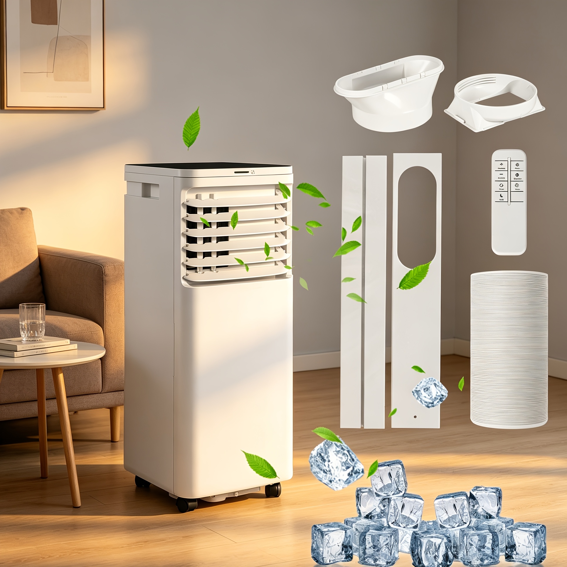 7000 BTU Portable Air Conditioner With LED Display Cooling & Dehumidifying Functions For Small Rooms