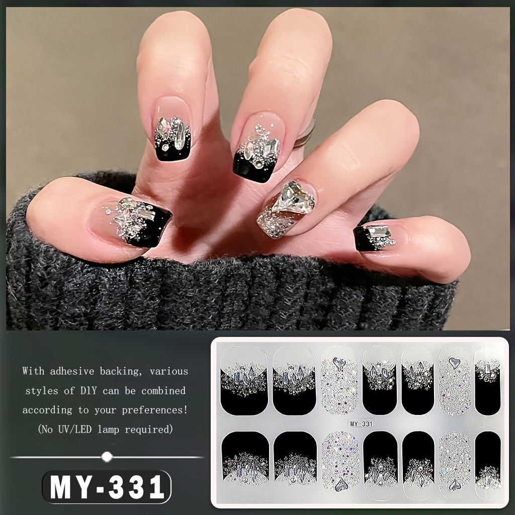 full wrap nail polish stickers spring summer nail strips self   gel nail strips nail art decals for home women girls nail decorations details 13