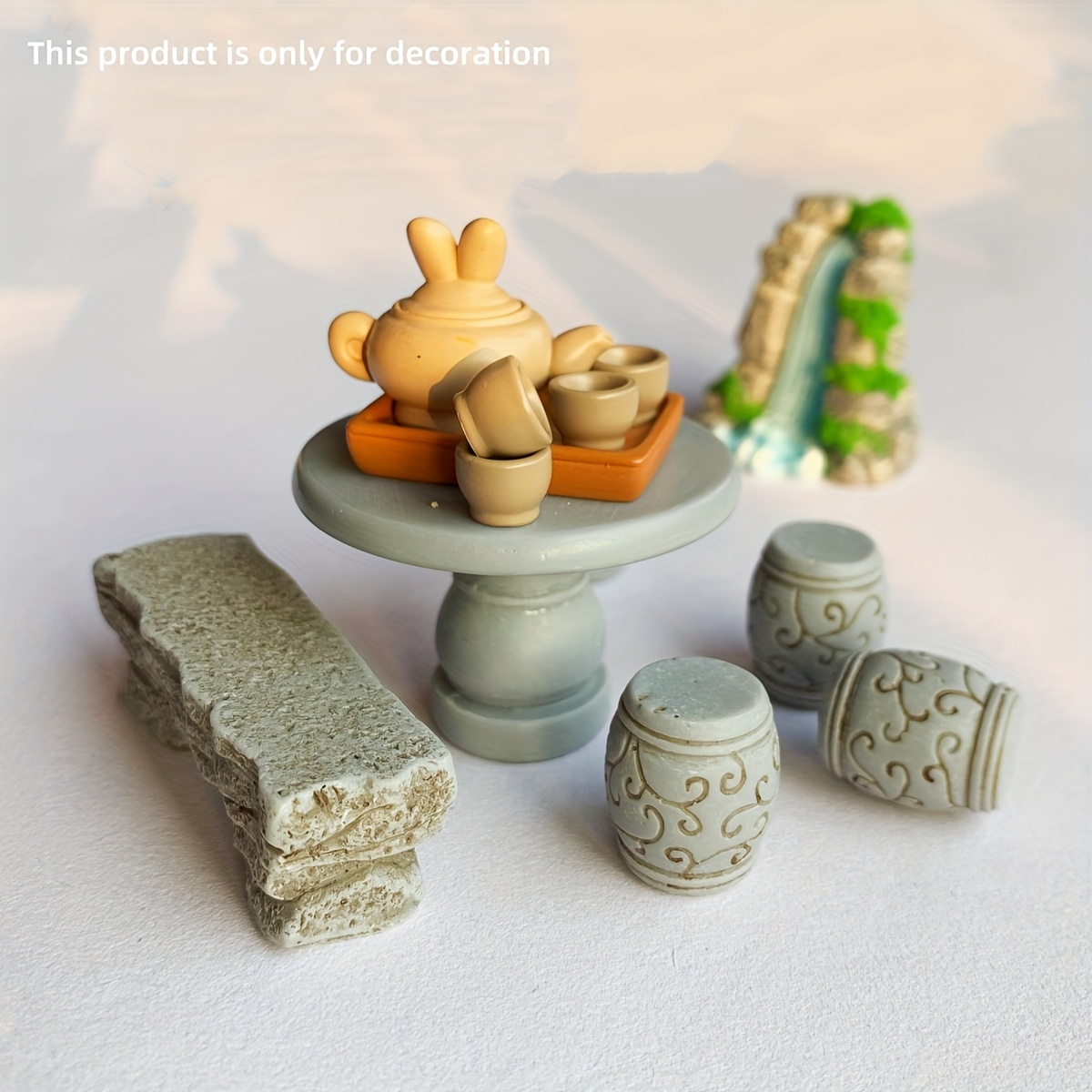 Popular Imports 1996 Miniature Resin Tea Set Gazebo Wicker
