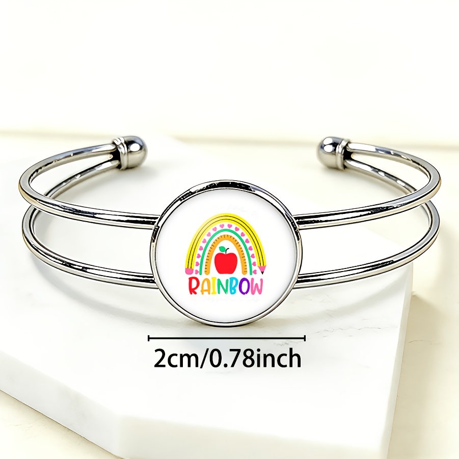 Adjustable Open Bangle with Rainbow Pattern, Versatile