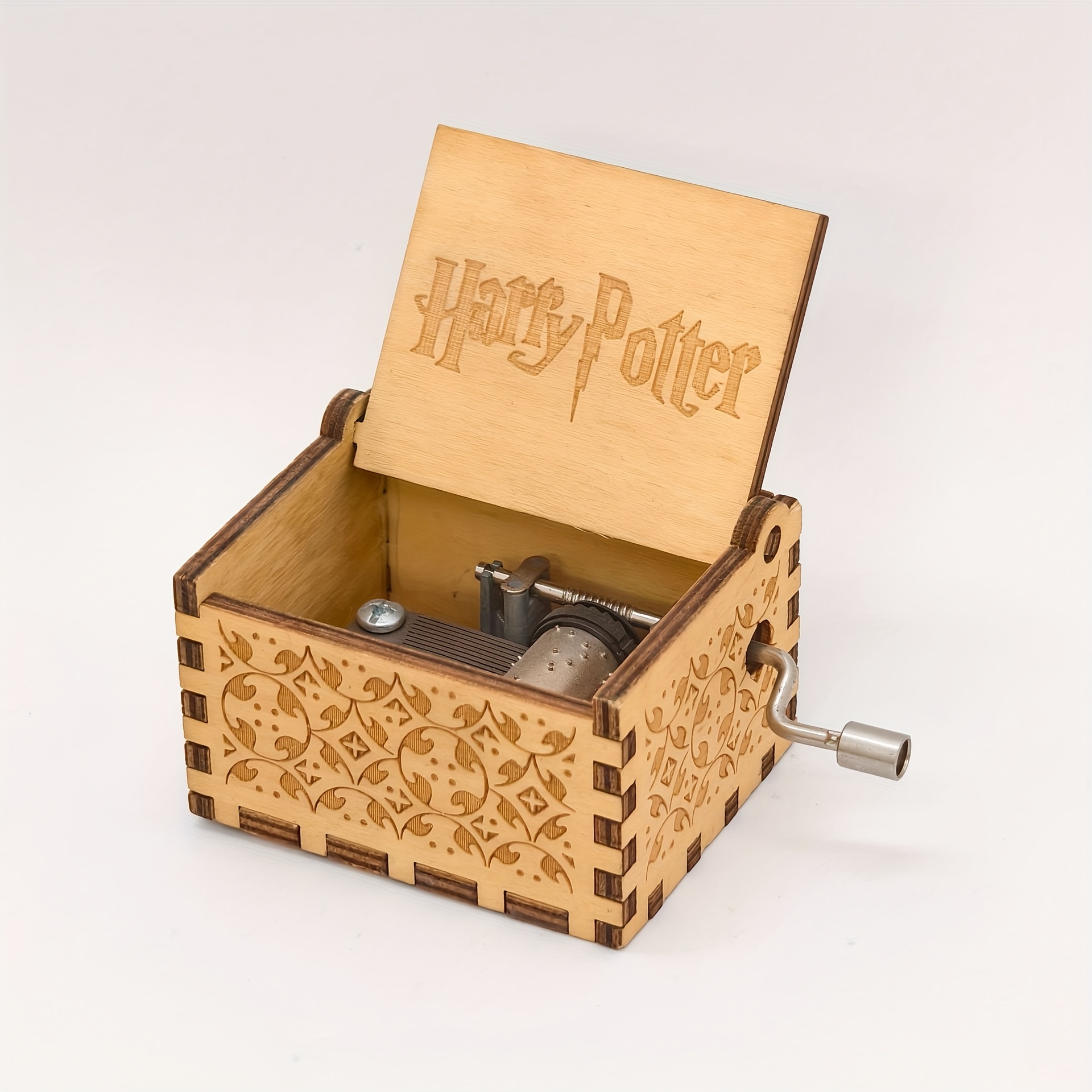 TEMU [authentic] 1pc Harry Potter Hand-cranked Wooden Music Box, Vintage Design, Perfect As A Fan Gift, : Harry Potter Music Box Suitable For