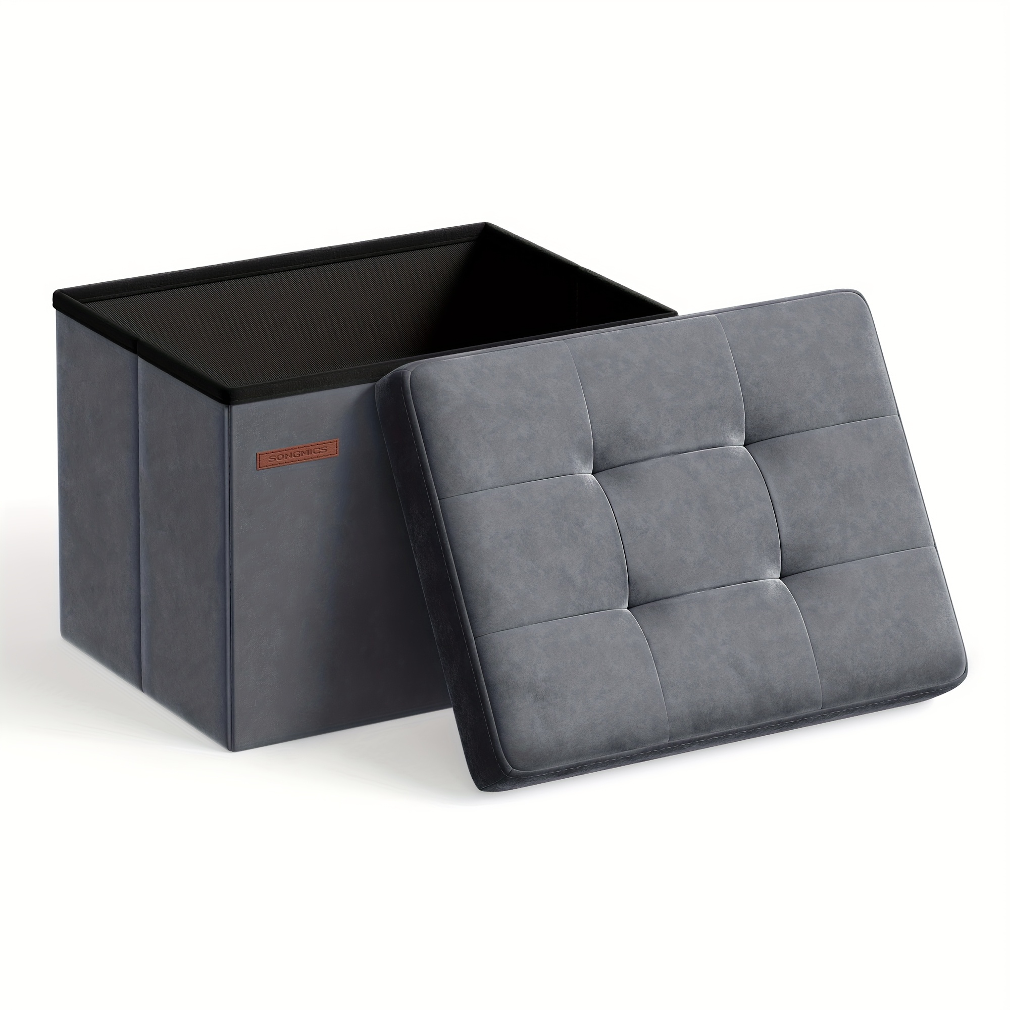 Image of Stool With Storage Space, Small Folding Bench, 31 X 41cm Footstool, Storage Box, Load-bearing Up To 130kg, For Living Room Bedroom Dormitory