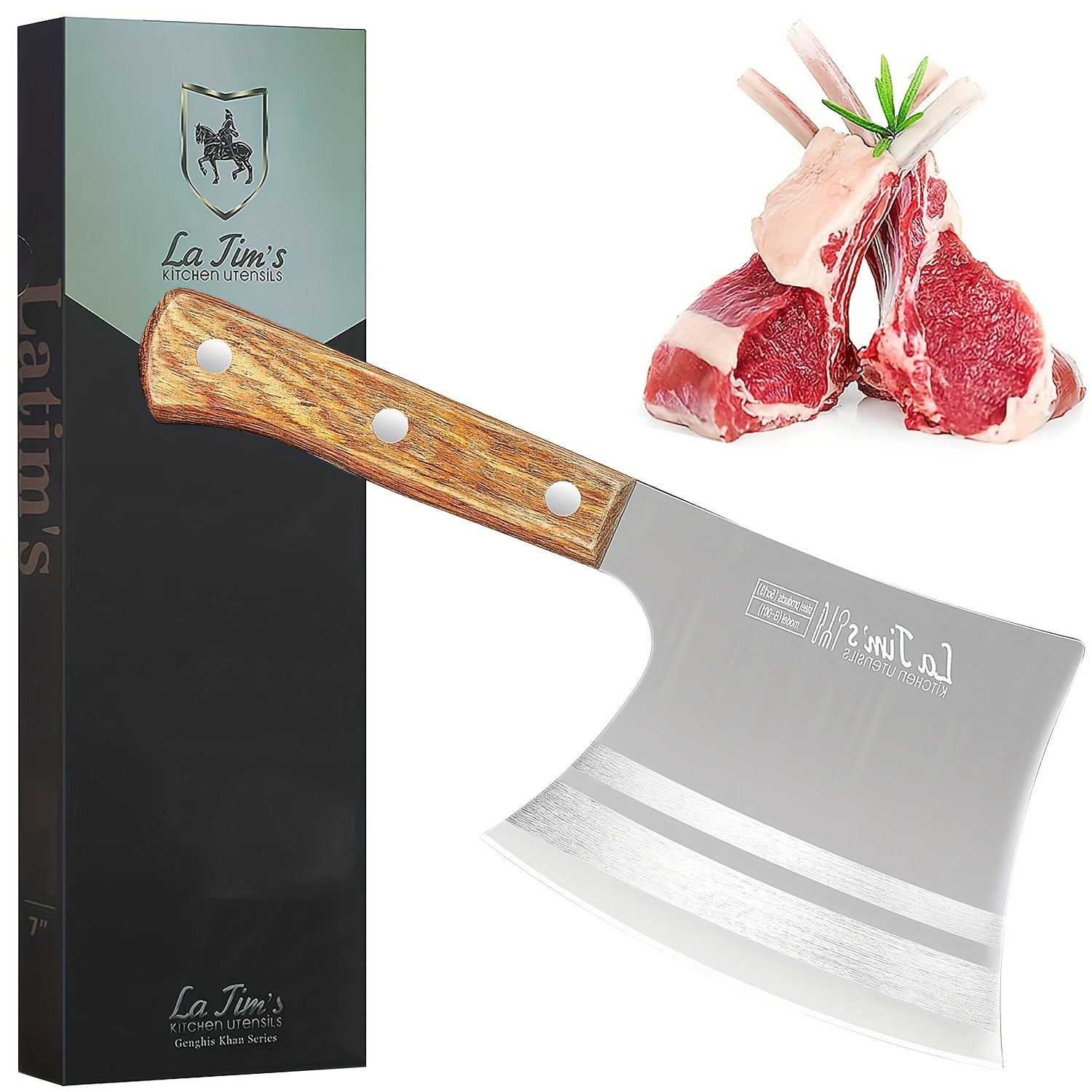 

Latim 2lb Cleaver Knife Butcher Meat Cutting Boning Knife Hand Forged Kitchen Axe Home Outdoor Bbq Camping With Gift Box