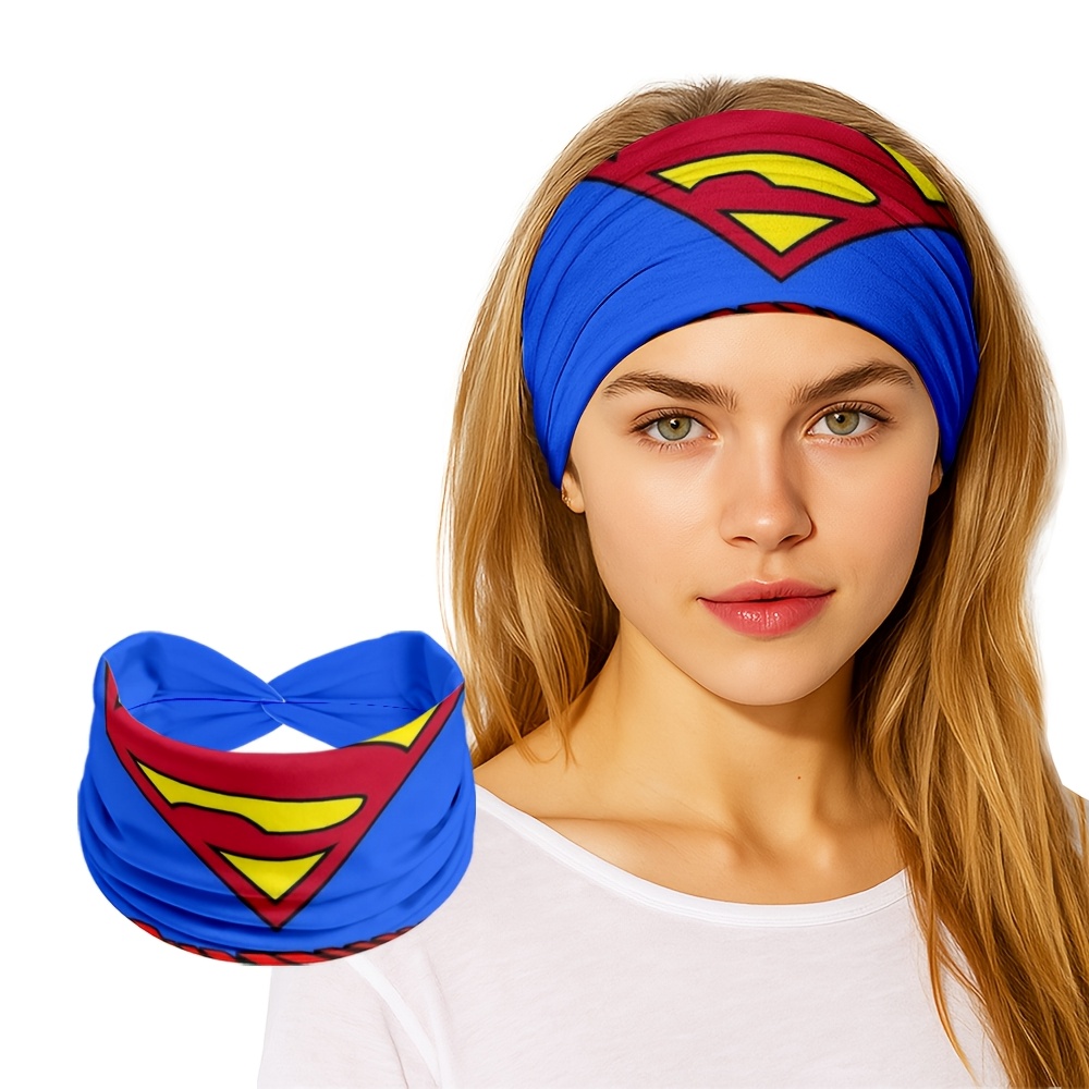 TEMU 1pc, Warner . Licensed, Superman-themed Headband, Reusable, Multi-functional, Elastic Multi-functional Headband, Scarf And Headband, Unisex,