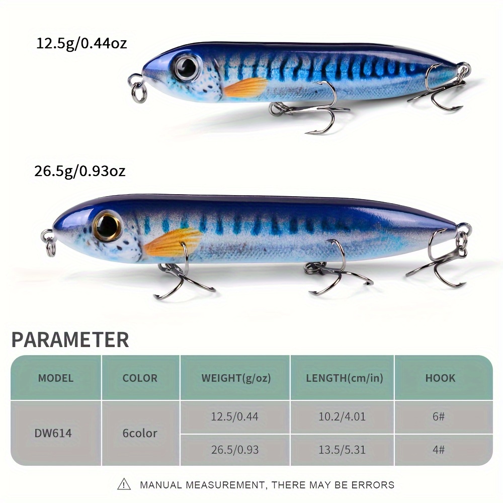 6pcs topwater pencil fishing lures floating crankbaits for bass