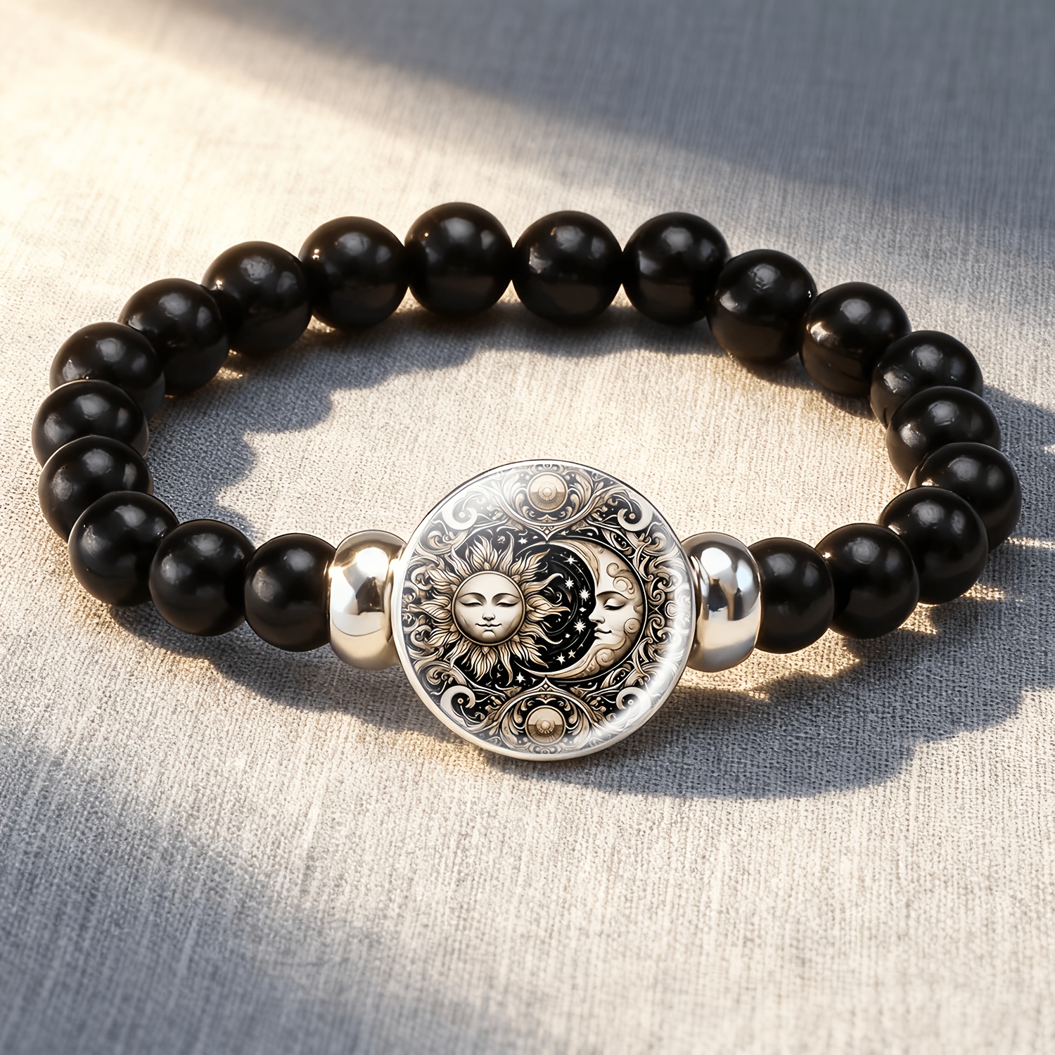 3pcs Men's Black Accessory Set with Necklace, Bracelet, Keychain