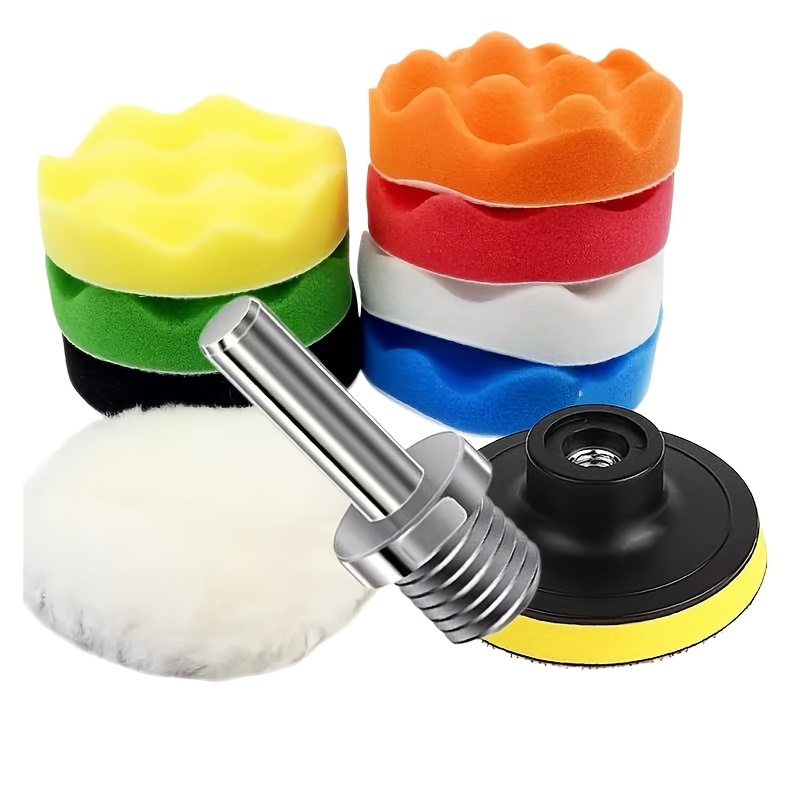TEMU Car Polishing Pad Kit, Sponge And Polishing Pad Set With M10 Drill Bit Adapter, Automotive Buffing Polisher Drill Bit Polishing Kit, Sponge