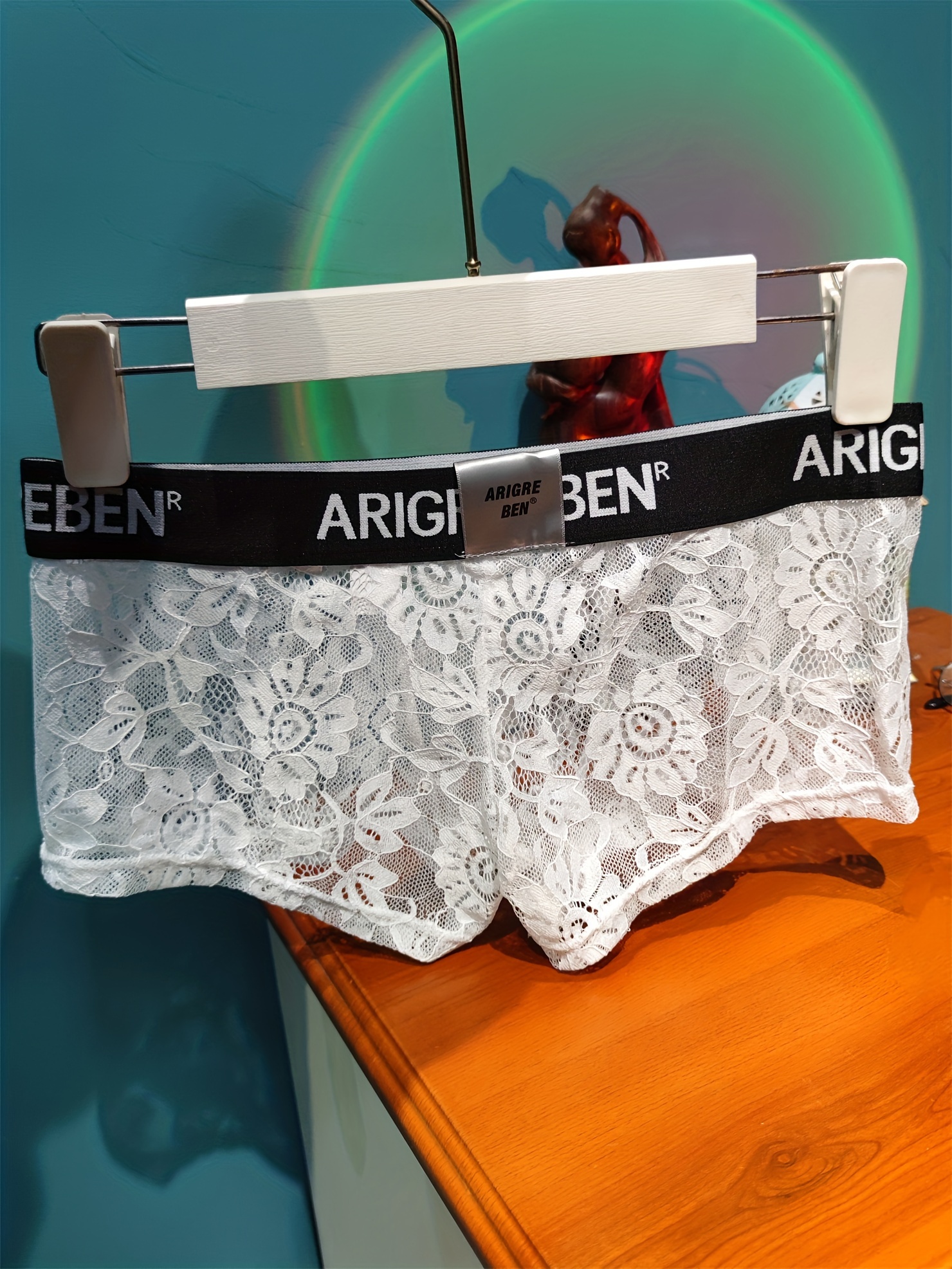 Lace Mesh Underwear Men's Boyshort Transparent Low Waist Lingerie Boxer  Underwear