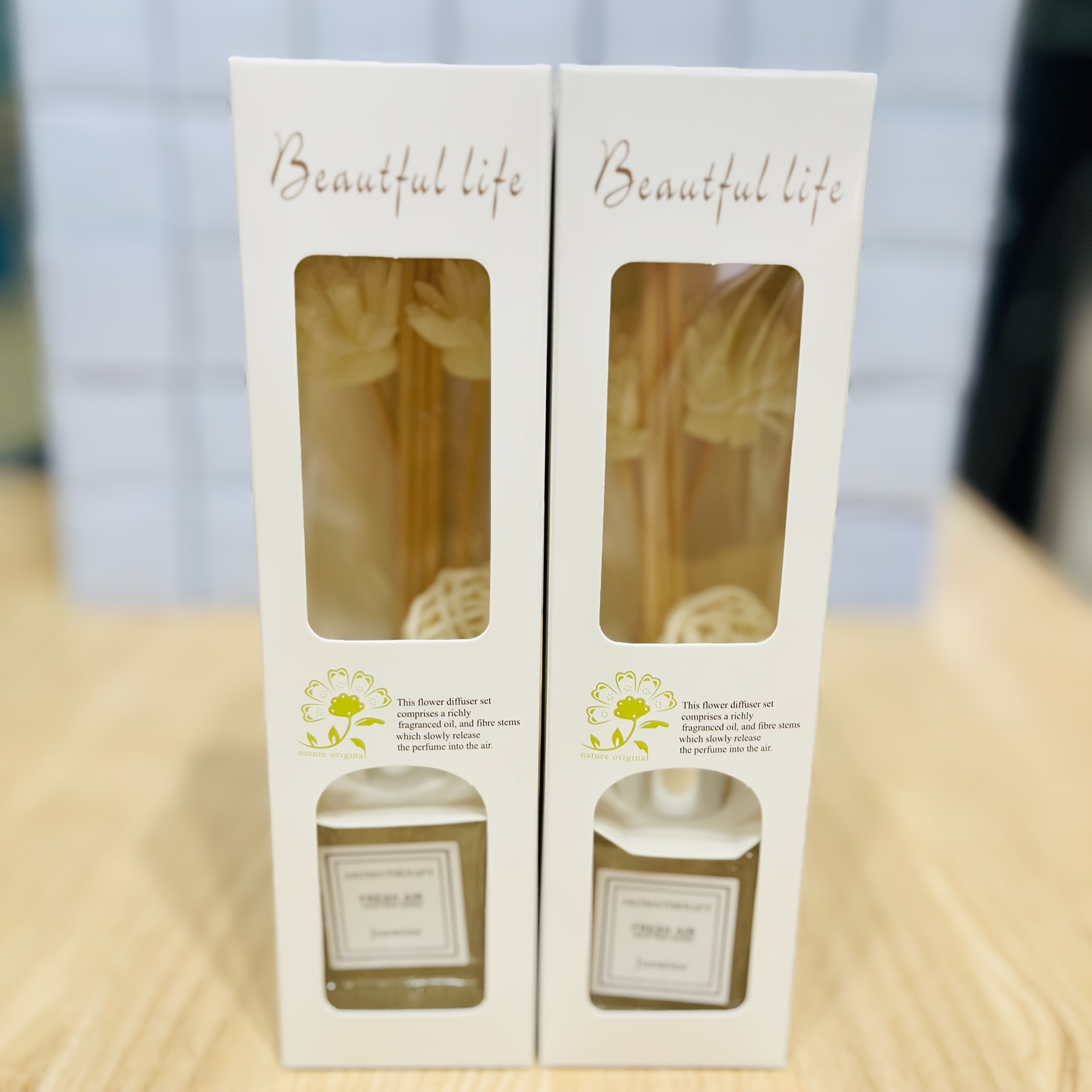 TEMU 2 Boxes White Lovers Unlit Scented Diffuser (empty Bottle) Gift Box | Transparent Glass Upright Reed Diffuser Bottle With Floral Decoration,