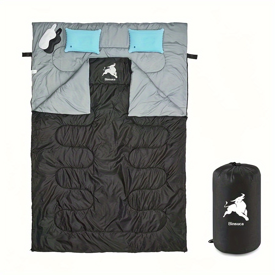 

Double Sleeping Bag, Adult Portable Backpacking Hiking Camping Waterproof Zippers Backpacking Sleeping Bag With 2 Pillows And 2 Eye Masks For Camping Adventures, Size Xl