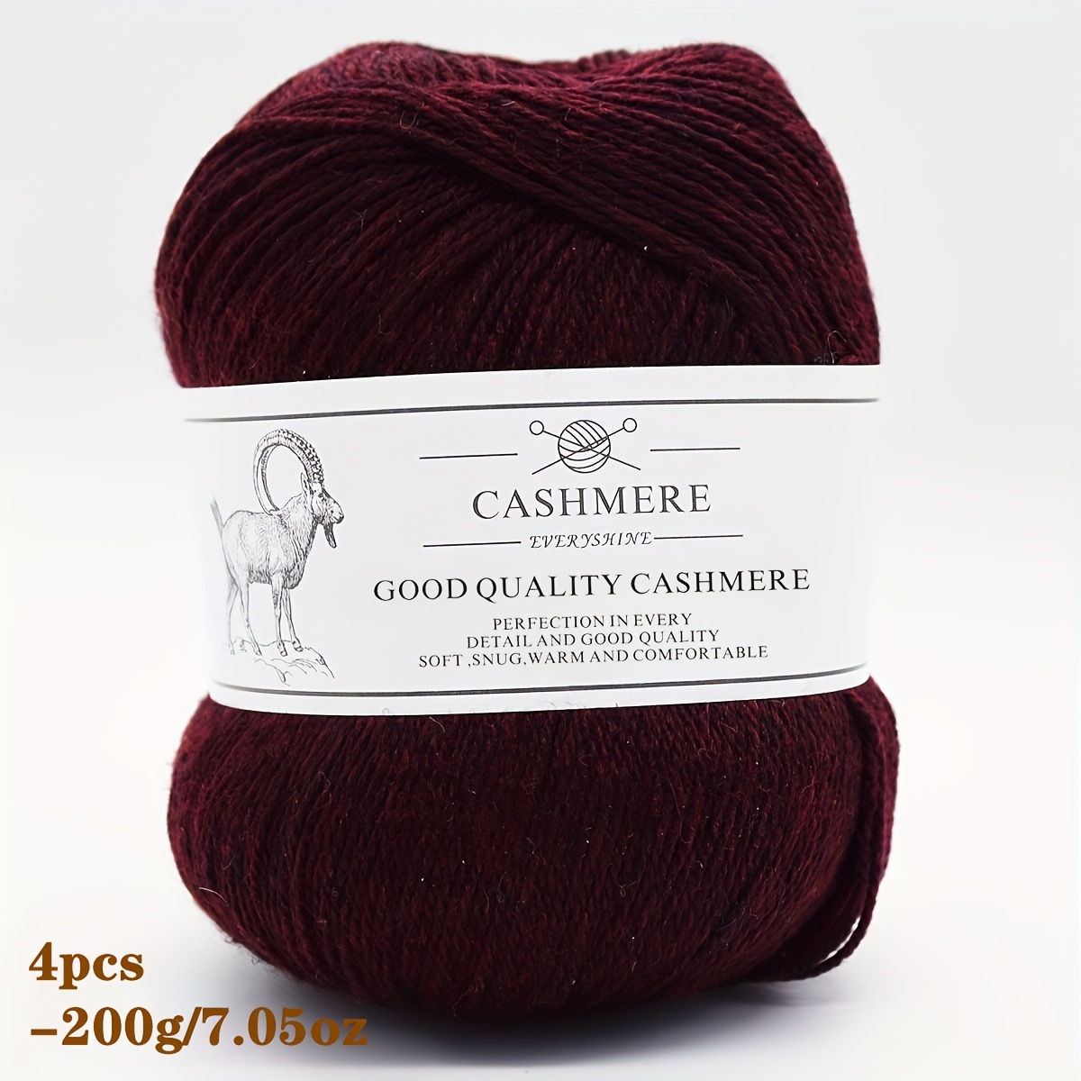 E-shop 4 Stück Kaschmirgarn – Ultraweiches, warmes Luxus-Garn für Häkeln & Stricken, geeignet für Mützen, Schals, Pullover – 1,76 oz/350 yd pro Knäuel,