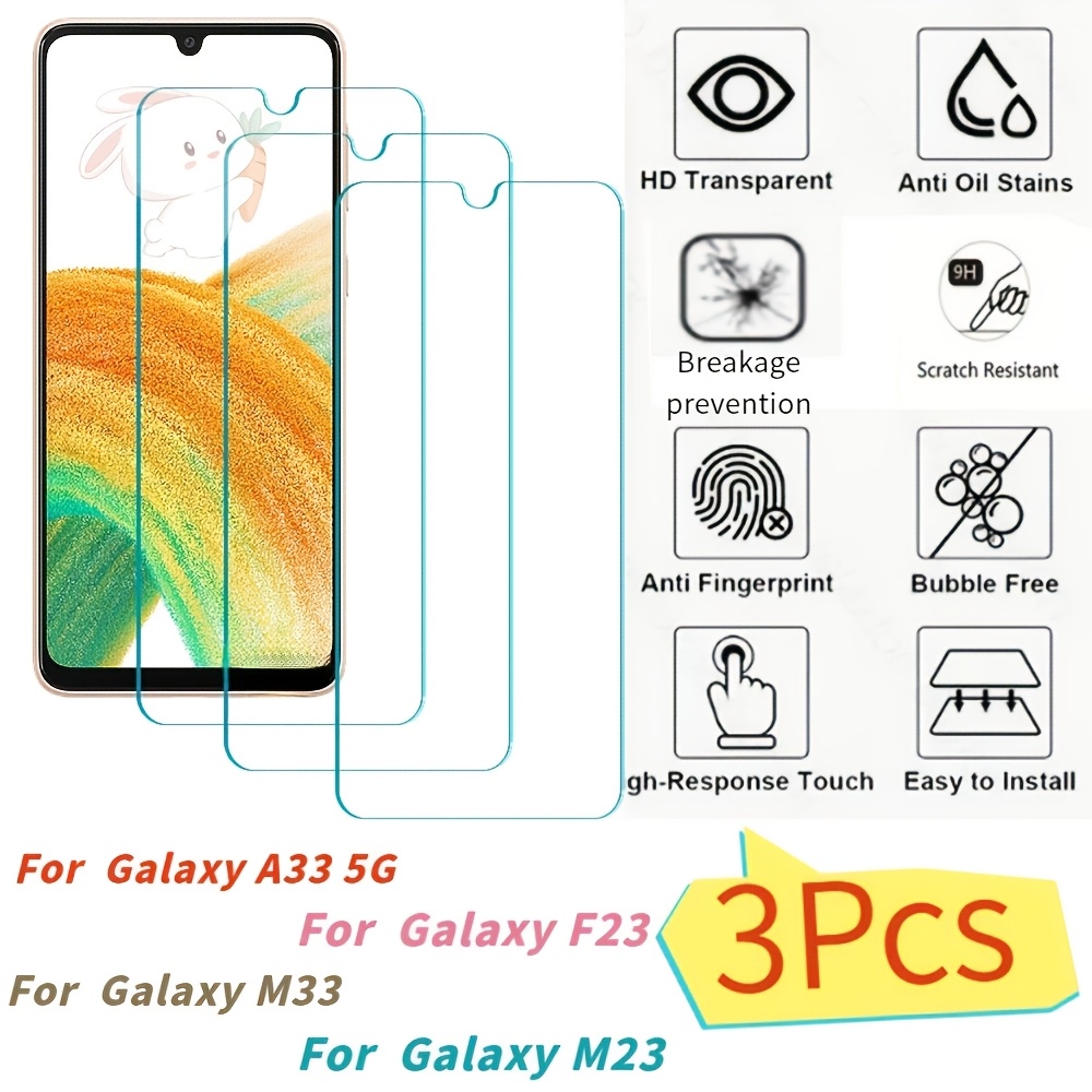 

For Samsung A33 5g/samsung F23/samsung M33/samsung M23, 3pcs Tempered Film Protection, 9h Hardness, Anti-fingerprint, Waterproof And Oil-proof, Touch Screen Sensitive, -resistant Tempered Glass Film!