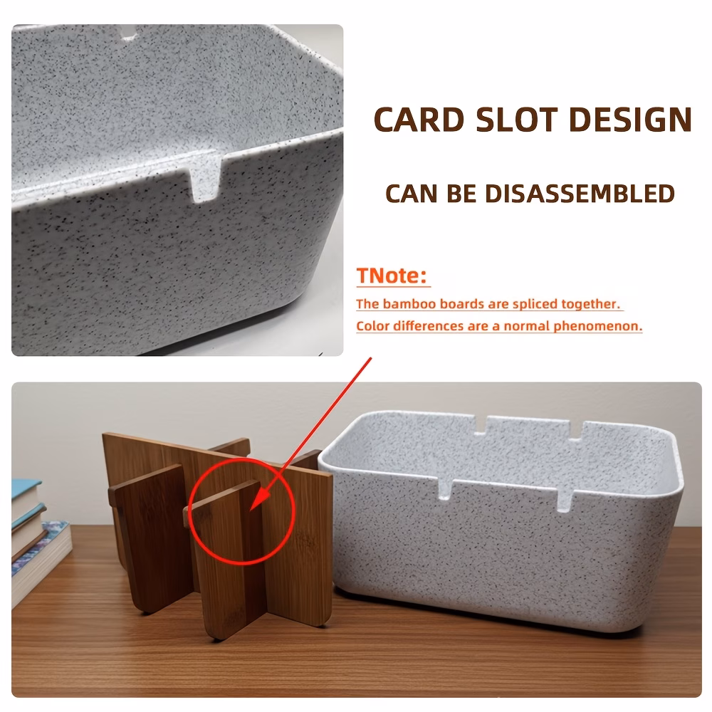 1pc deep carbonized storage box suitable for office bedroom capacity thickened plastic marble patterned desktop with walnut multi functional cosmetic case for remote controls for study kitchen use Product details 3