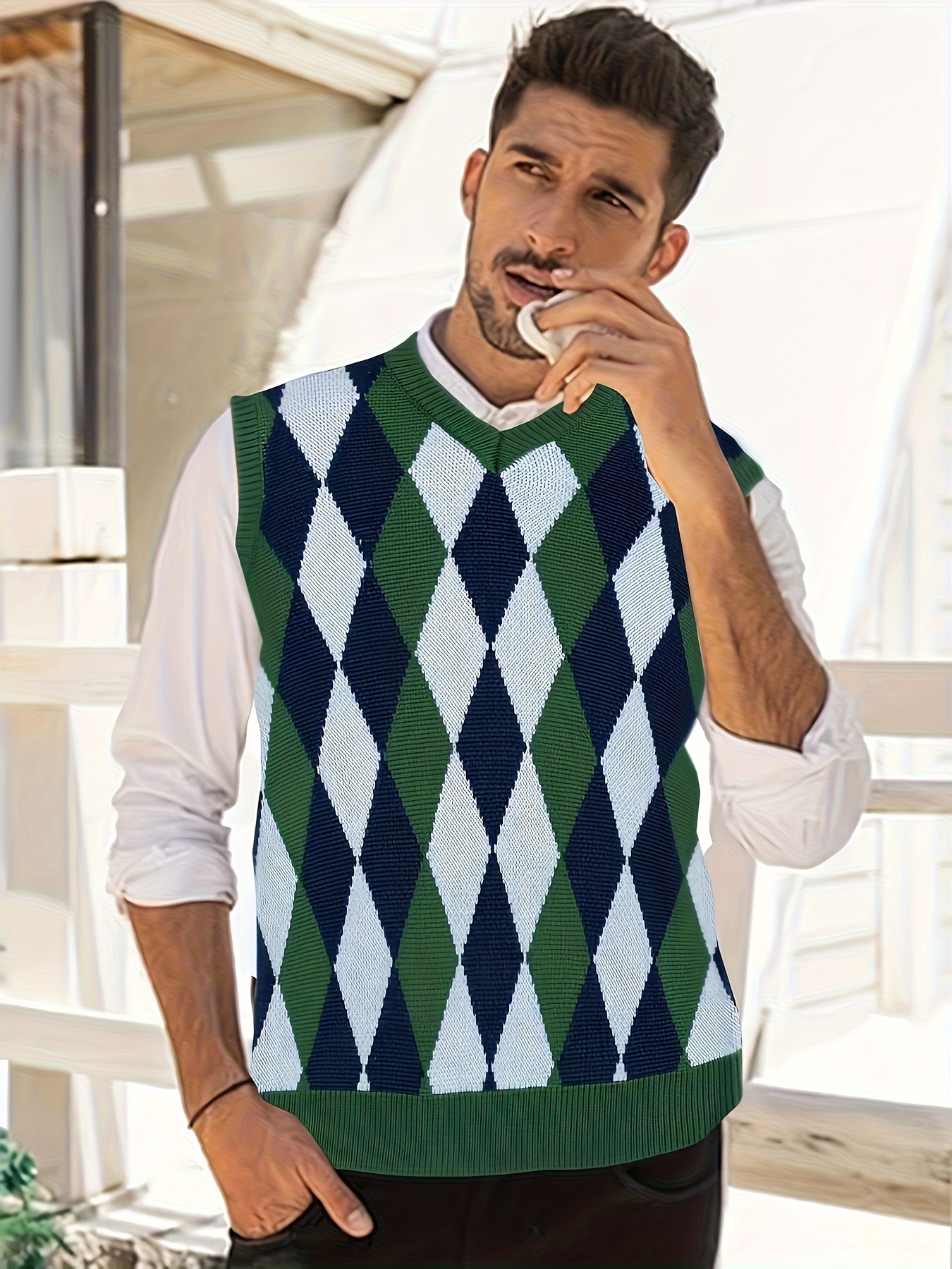 men's fashion knit vest, plus size Temu Slovakia