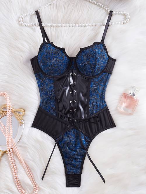 1pc floral jacquard pu corset top bow tie detail backless womens bodysuit as a suspender convenient snap button underwire bustier womens bodysuit top suitable for