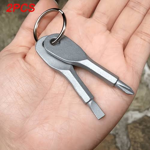portable screwdriver outdoor edc multi function mini keychain tool cross hexagon