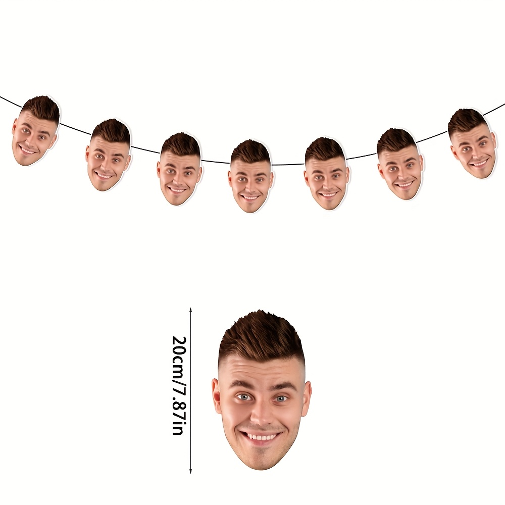 8pcs Of Customized Photo Face Colorful Banners For Personalized Photo Decorations , Birthday Parties