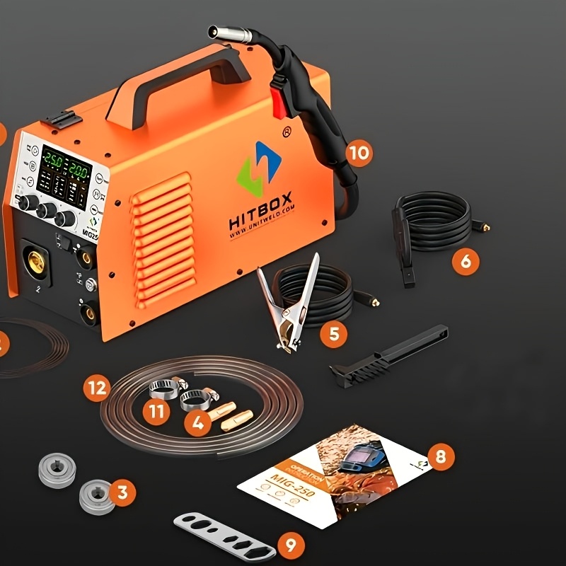 Image of Hitbox 230a 4-in-1 Mig Welder 230v, Gasless Mig/mag/stick Arc/lift Tig Welding Machine With Igbt Inverter, Led Display & Control Portable For Home, Auto Repair, And Welding