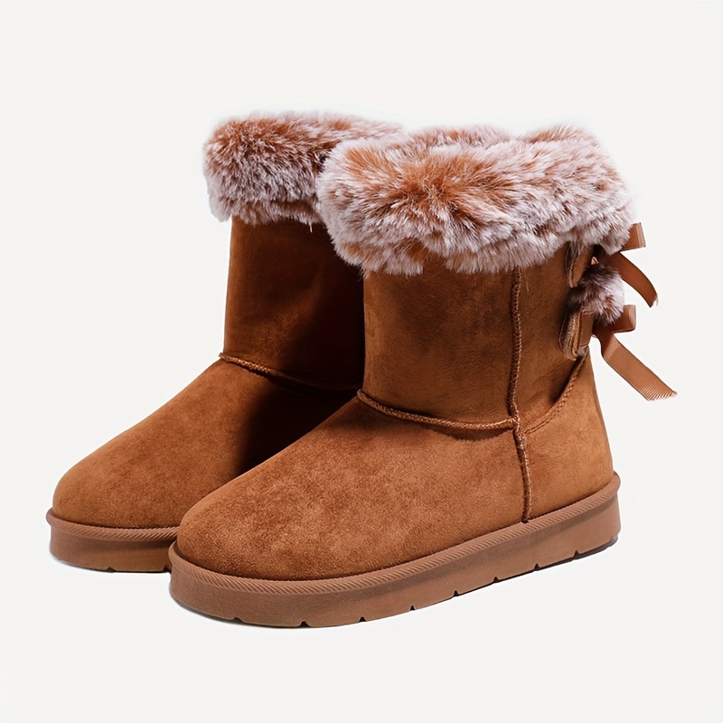 womens slip short boots faux fur thickened warm high top Temu
