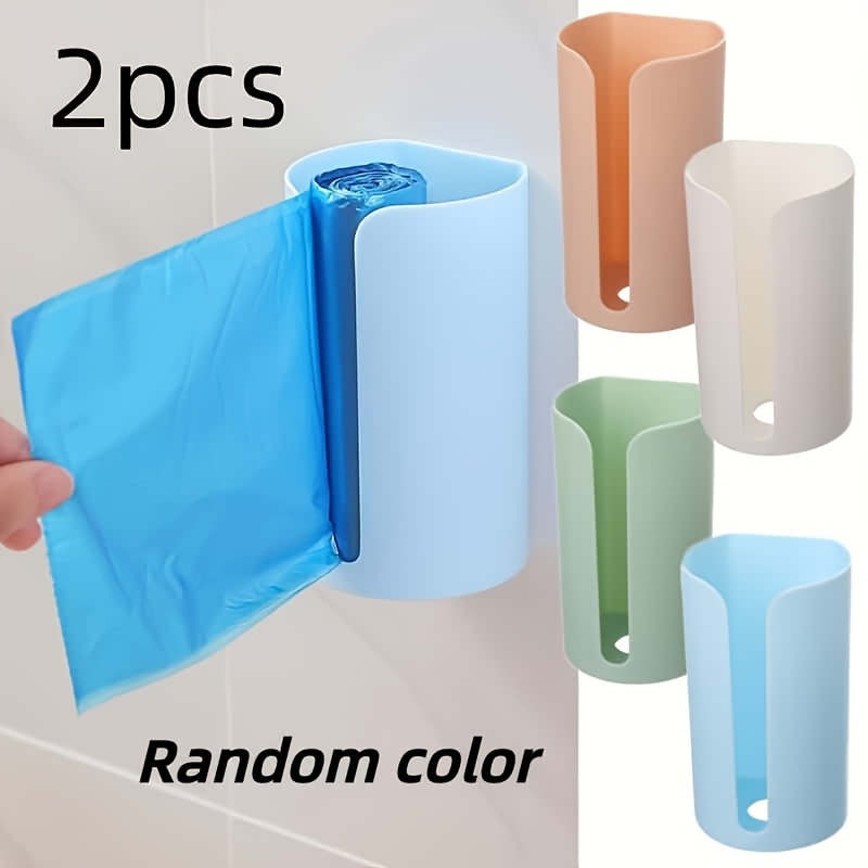 TEMU 2pcs Random Bag Storage Box Plastic Bag Collector Traceless Wall-mounted Kitchen Convenient Bag Pull-type