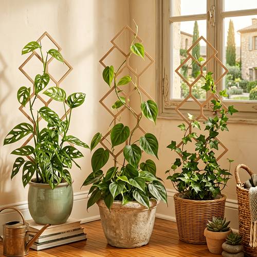2 pack 15 9 sturdy plant climbing frames with square hollow pattern vertical support for potted vines and flowers space saving indoor outdoor gardening support