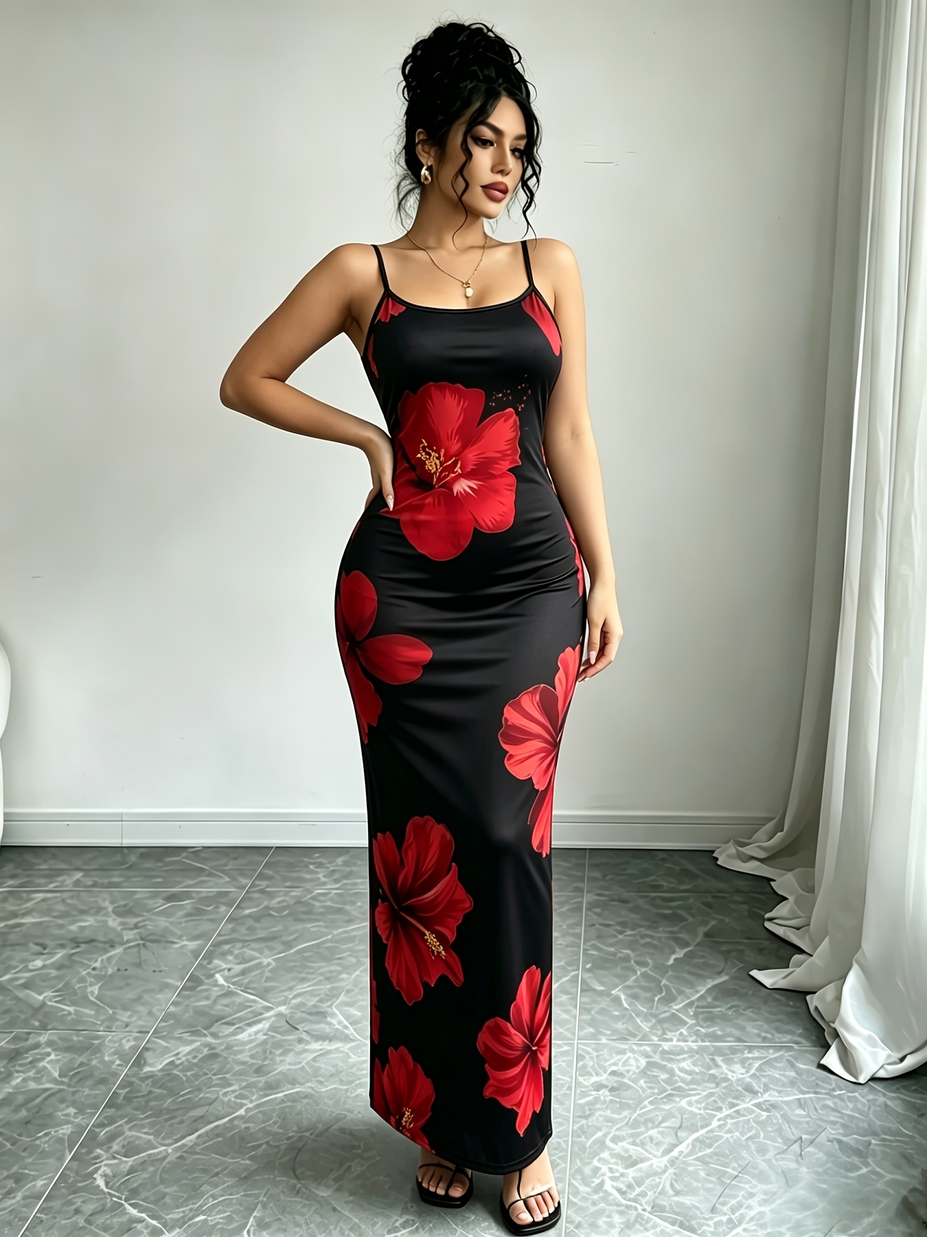 Vestido Cami Estampado com Alças Ajustáveis para Mulher 2