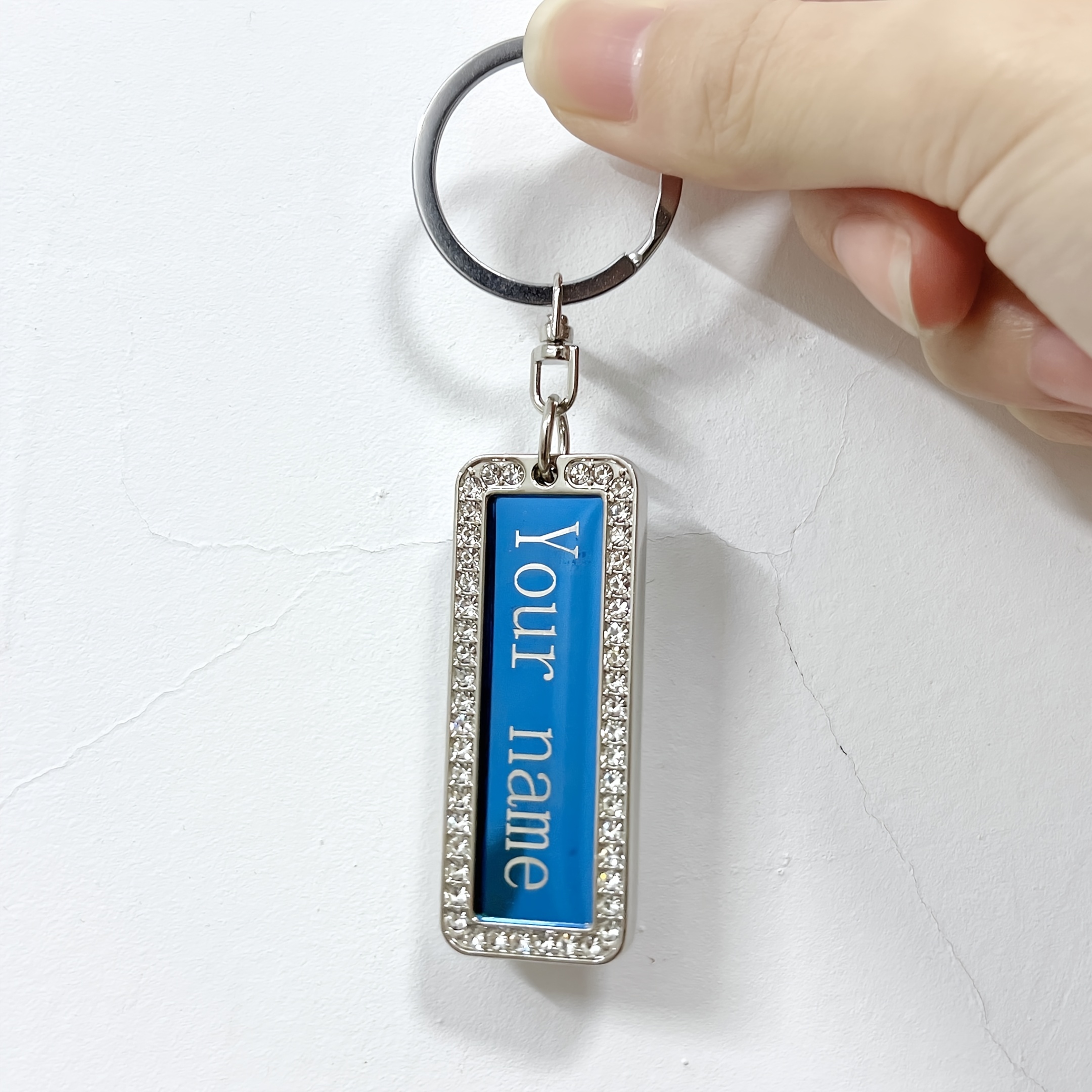 TEMU Custom Text Keychain Stainless Steel Personalized Name Tag Phone Number Keychain Ring Anti-lost Dog Collar Backpack Pendant