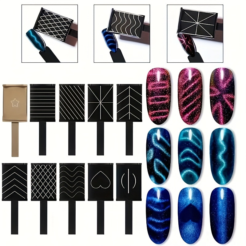 

10pcs Magnetic Nail Art Sticks, Cat Eye Glue Special Love Wave Multifunctional Pattern Magnet