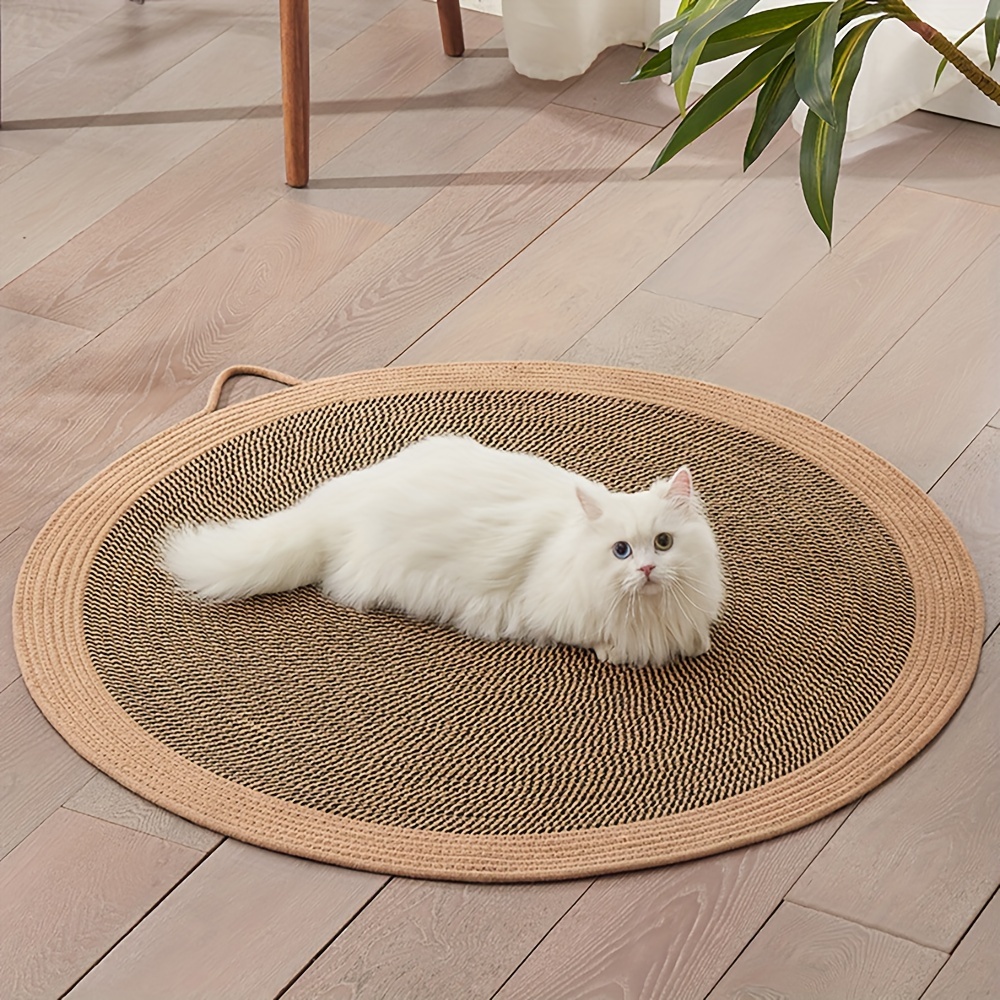 

2-in-1 Cat Scratching Mat & Bed - Durable Linen, Breathable & Washable Round Pet Lounger For Cats