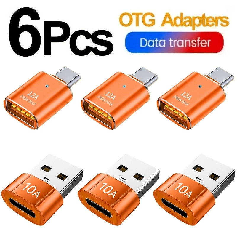 TEMU 12a Usb 3.0 To Type C Adapter Led Otg Usb C Male To Usb A Female Connector For Iphone 15 Tablet Notebook Phones Adapter