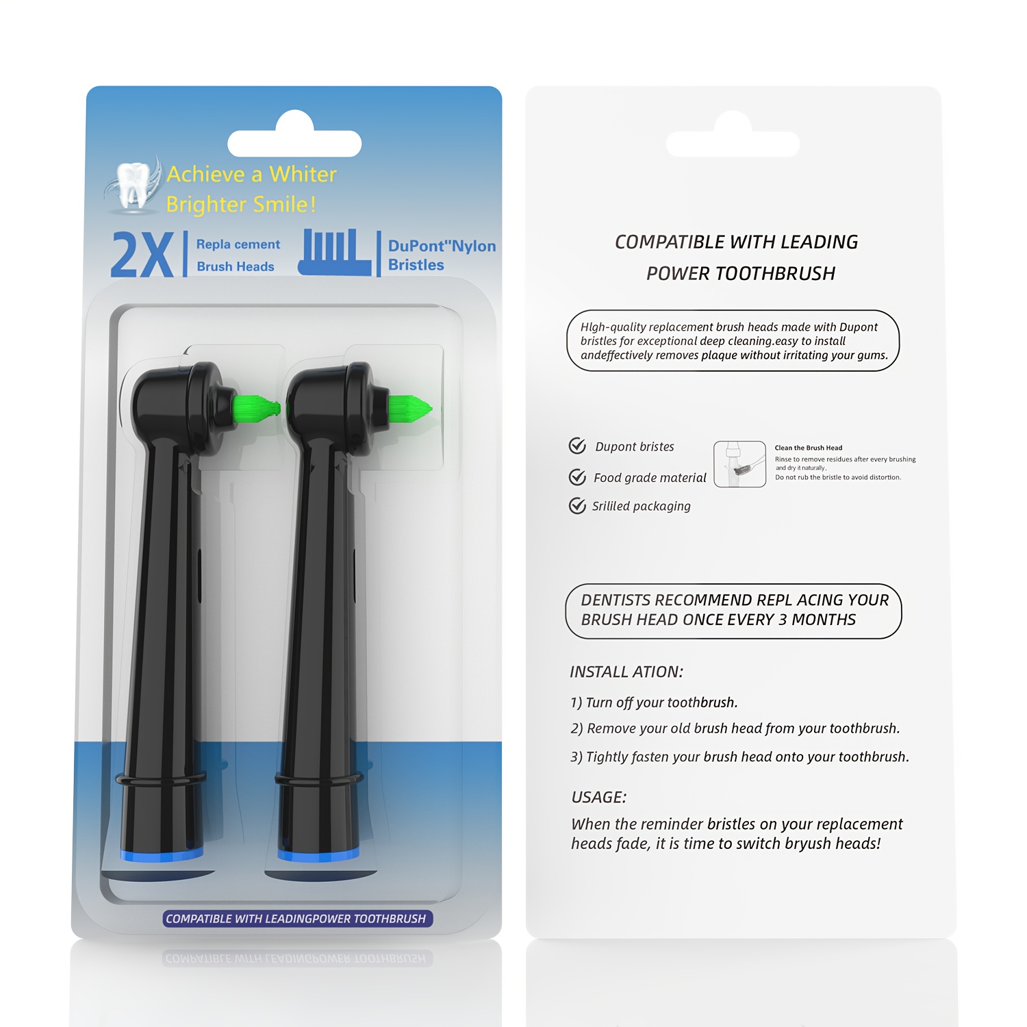 Alyson 2 Replacement Brush Heads - Yf-17a Suitable For Oolb Rotating Electric Toothbrushes, Soft Bristle, Orthodontic Interdental Brush, Dental Brush