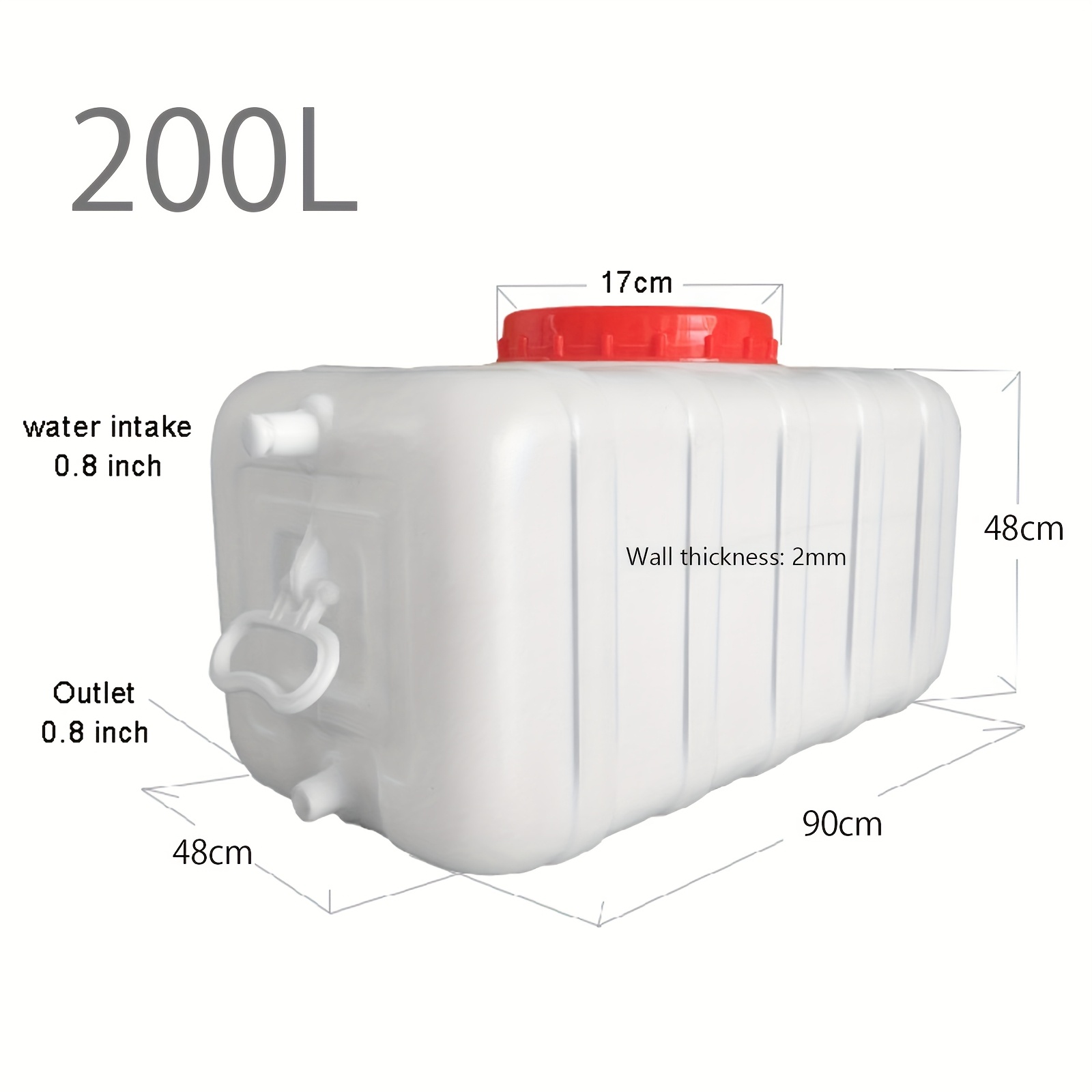 Image of Large Household Capacity Water Tank, Drop-resistant Portable Horizontal Plastic Water Storage Container With Faucet For Household Water Camping Outdoor Self-driving Tour