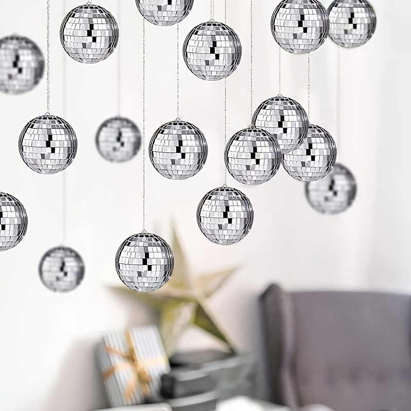 6/12/24 Mirror Disco Ball Decoration Carnival Mini Disco Ball Hanging Decoration Reflective Ball 70s Disco Theme Birthday Wedding (silvery)