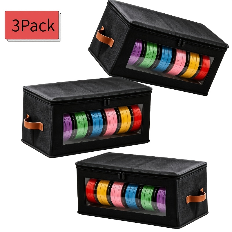 TEMU 3er-Set Filament-Aufbewahrungsboxen mit großem Fassungsvermögen und 3D-Druck, transparentes Fenster, faltbare, tragbare Aufbewahrungsbox,