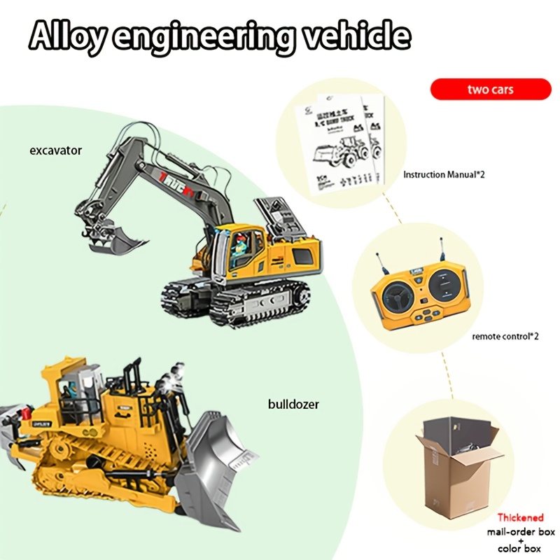 TEMU Excavator, 2026 New Trucks With Cool Lights And Sounds, Complete Control Over The Construction Site, Alloy Material, 2.4ghz Remote, , Big Action